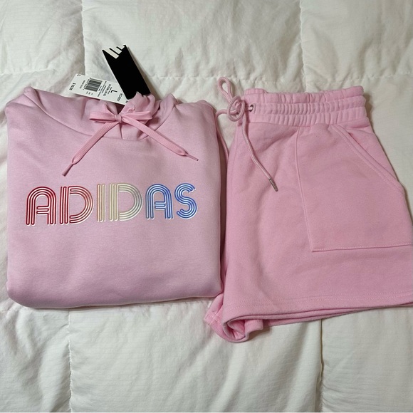 adidas Tops - Adidas Hoodie Set Pink